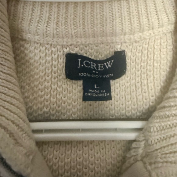 J. Crew Factory Men's Cream Quarter-Zip Sweater - Picture 2 of 3